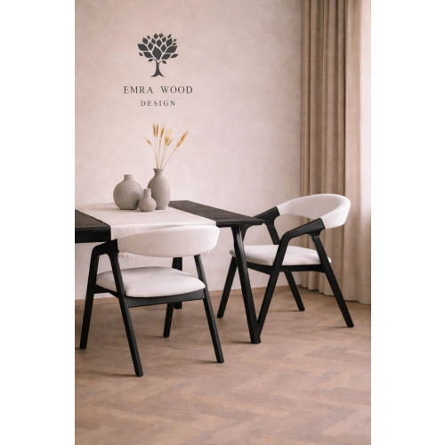 PRODUCENT Krzesło Dębowe KR-201 Kolor Tkaniny Biały Kolor Drewna Czarny